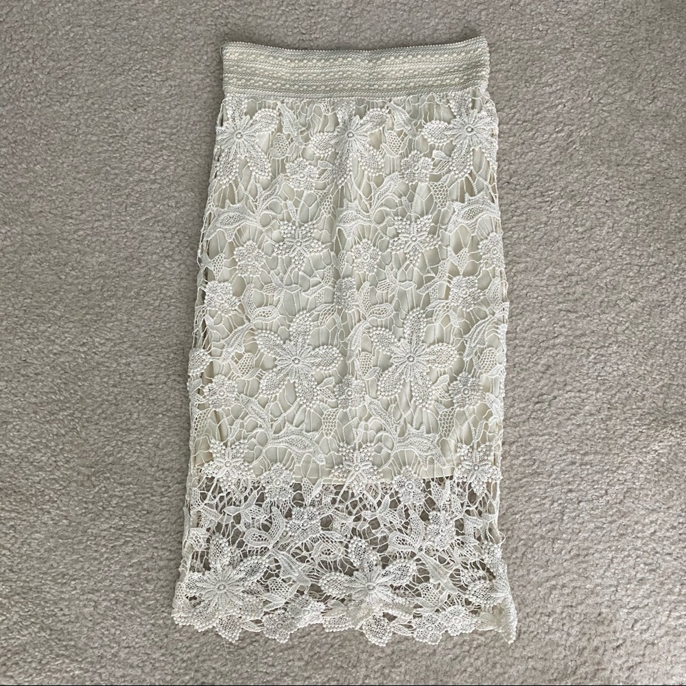 Cream lace midi skirt